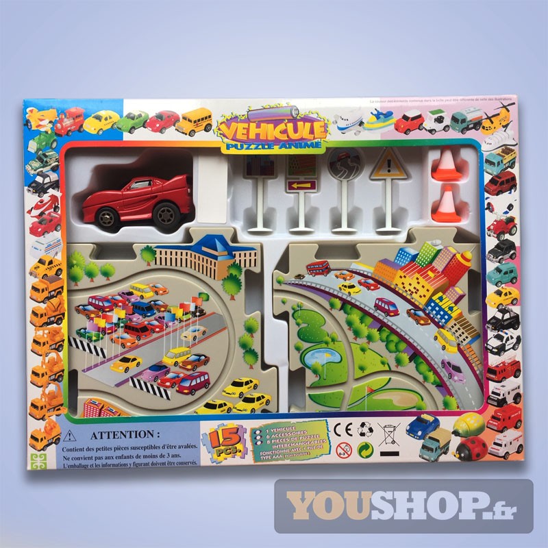 CIRCUIT PUZZLE VOITURE DE COURSE THEME LA VILLE